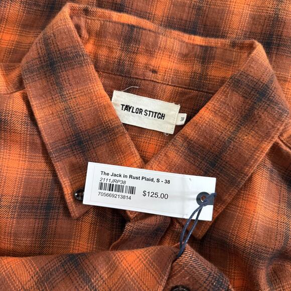 Taylor Stitch Jack In Rust Plaid Shirt 38 NEW Button Down Long Sleeve Flannel - Picture 5 of 6